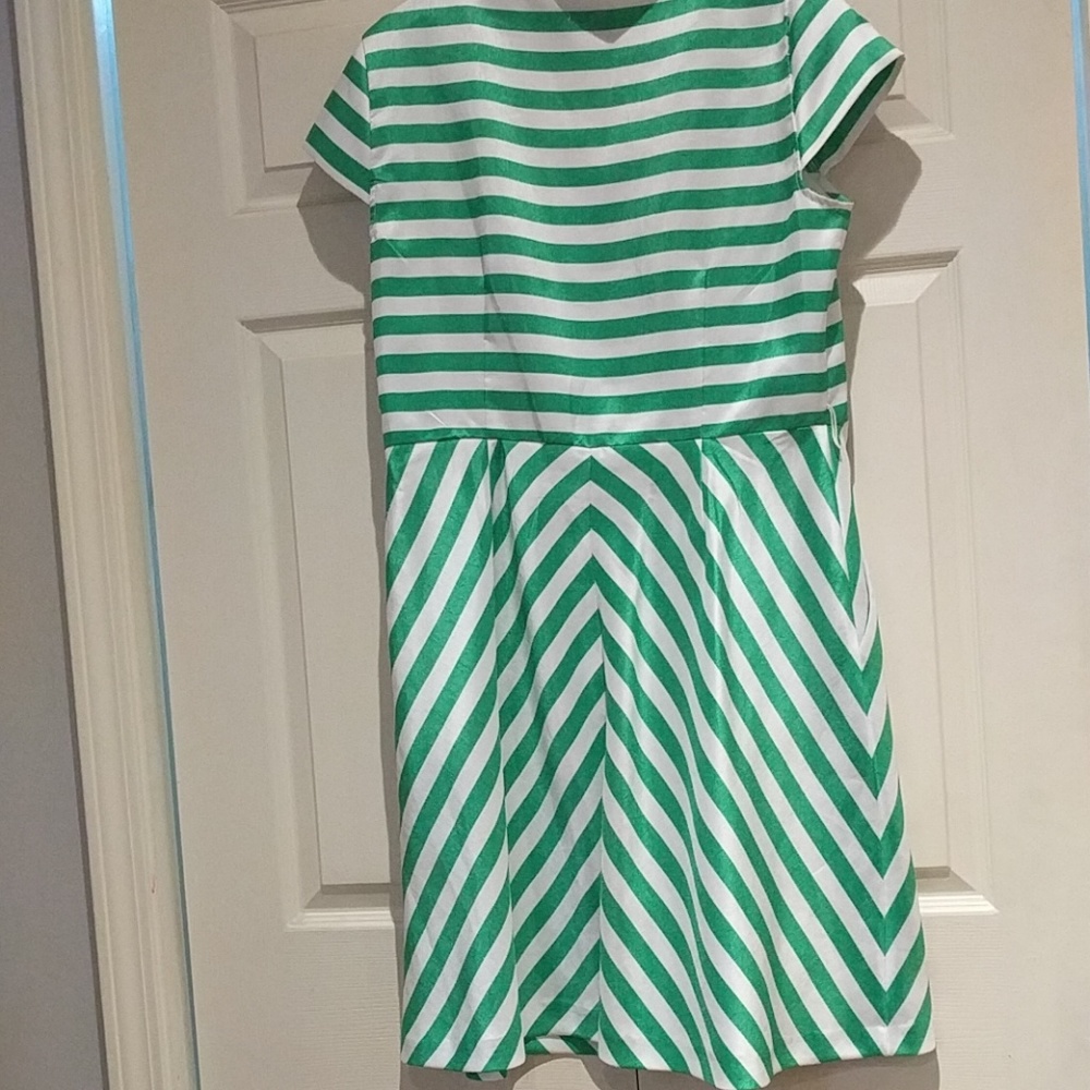 VINTAGE GREEN & WHITE SWING DRESS - Picture 4 of 4